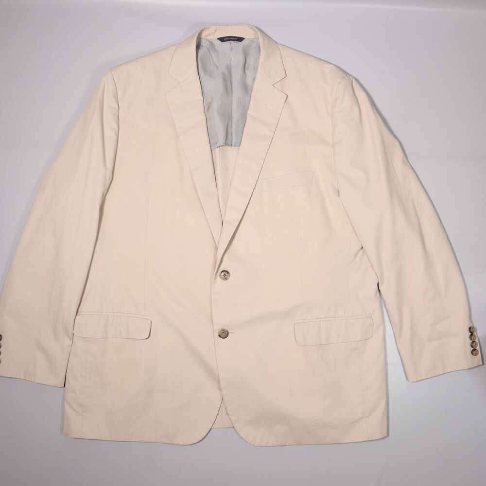 Brooks Brothers Fitzgerald Tessuti Italian Cotton Tan Blazer Sport Coat Size 48R